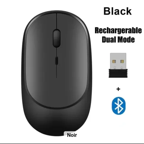 Souris Sans Fil Rechargeable Dual Mode – Bluetooth + USB – Noir
